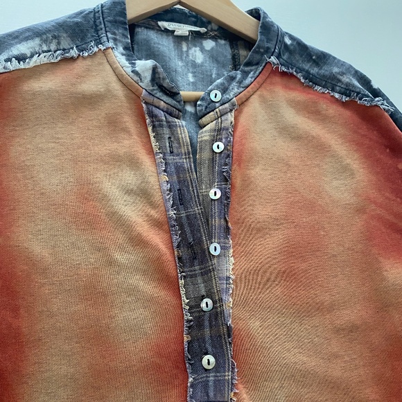 Oli & Hali Long Sleeve Acid Wash Pull On Patched Oversized Tunic Size Medium - Picture 7 of 15